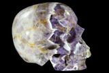 Realistic, Carved Chevron Amethyst Skull #116376-4